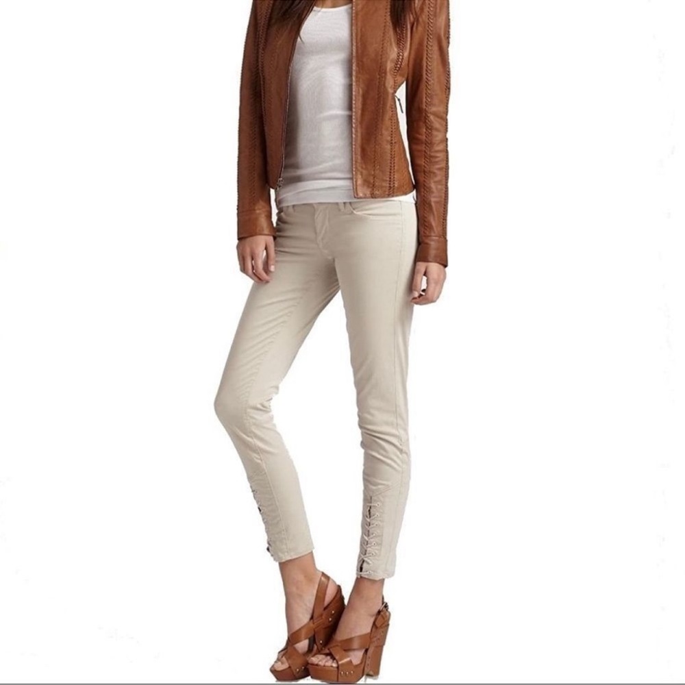 VINCE whipped lace-up ankle jeans in Putty Beige Neutral Size 28 pants